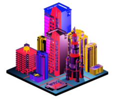 Retro isometric building png