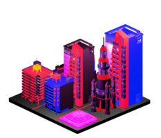 Isometric building in retro style png