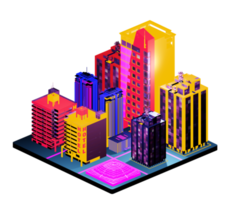 Isometric building arrangement png