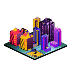 Retro isometric building png