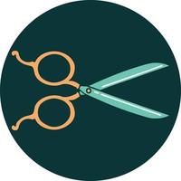 iconic tattoo style image of barber scissors vector