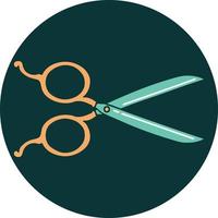 iconic tattoo style image of barber scissors vector