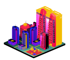 Isometric building arrangement png