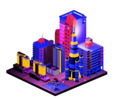 Isometric building in retro style png