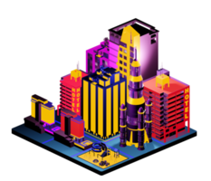 Retro isometric building png