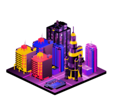 Retro isometric building png