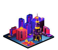 Retro isometric building png