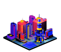 Isometric building arrangement png