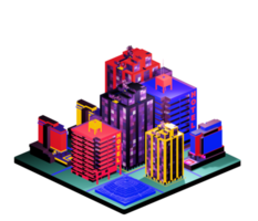 Retro isometric building png