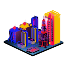 Isometric building in retro style png