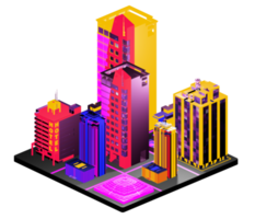 Retro isometric building png