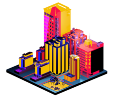 Isometric building in retro style png