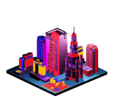 Isometric building in retro style png