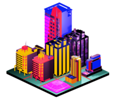 Retro isometric building png