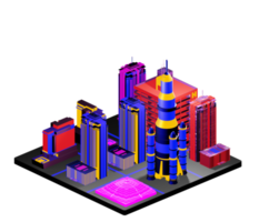 Retro isometric building png