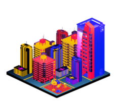 Isometric building in retro style png