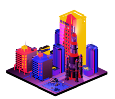 Isometric building arrangement png