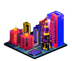 Isometric building in retro style png