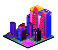 Retro isometric building png