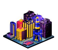 Isometric building in retro style png