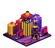 Isometric building in retro style png