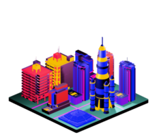 Retro isometric building png