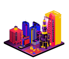 Retro isometric building png