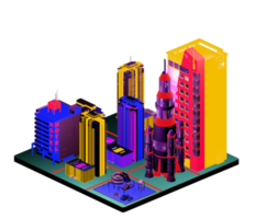 Isometric building in retro style png