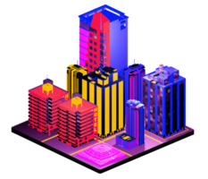 Retro isometric building png