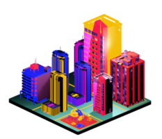 Retro isometric building png