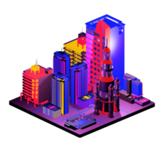 Retro isometric building png