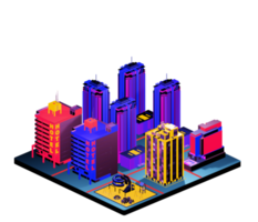 Isometric building in retro style png