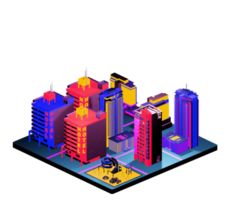 Retro isometric building png