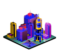 Isometric building in retro style png