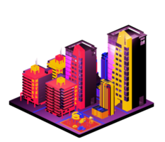 Retro isometric building png