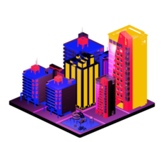 Retro isometric building png