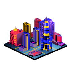 Retro isometric building png