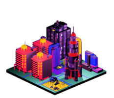 Isometric building in retro style png