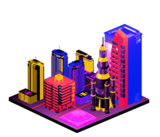 Isometric building in retro style png