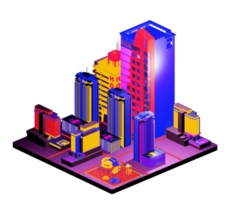 Retro isometric building png