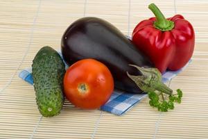 Vegetable on wooden background photo