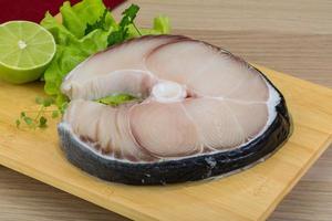 Raw blue shark steak photo