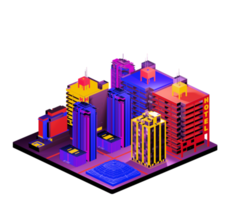 edificio isométrico en estilo retro png