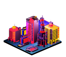 Retro isometric building png