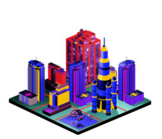 Isometric building arrangement png