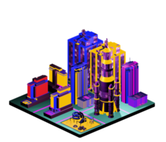 Retro isometric building png