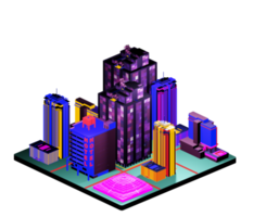 Retro isometric building png