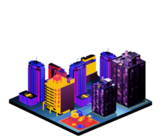 Retro isometric building png