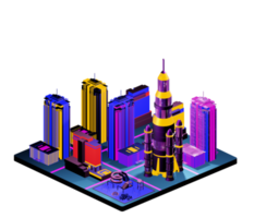 Retro isometric building png