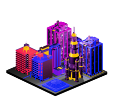 Retro isometric building png